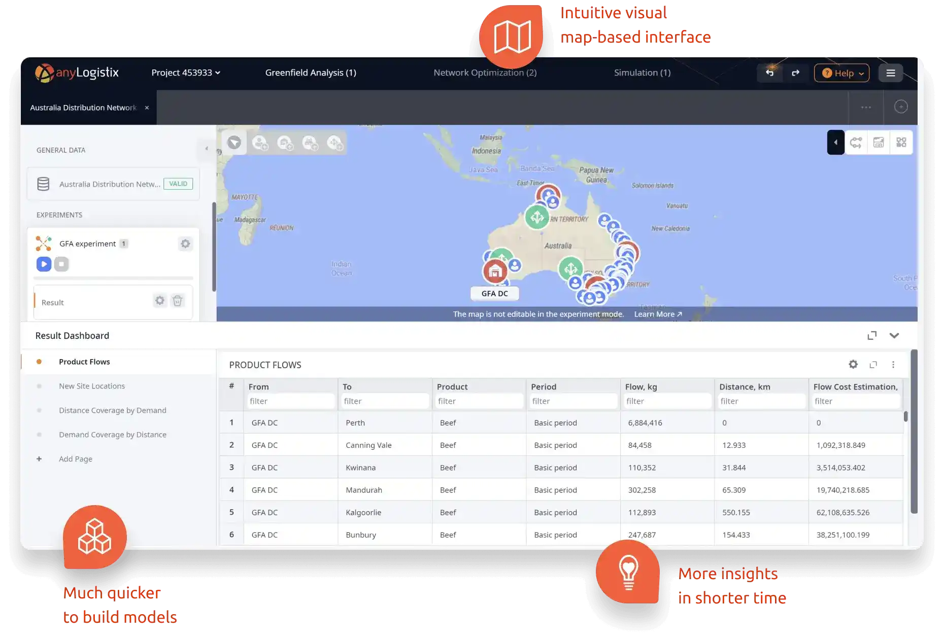 interface visual baseada em mapas, intuitiva e fácil de usar